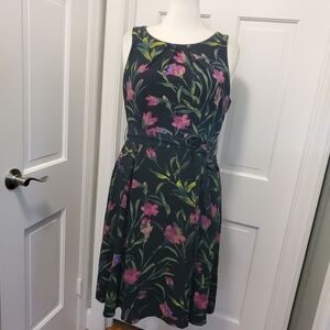 NWT ELLE Floral Pleated Fit N Flare Dress Missy Size 16, Retail $64.00